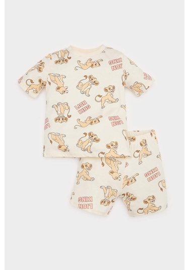 DeFacto Erkek Bebek Disney Lion King Pijama Takımı Kısa Kollu Penye Üst Beli Lastikli Şort E4775A525SMOG579 Turuncu