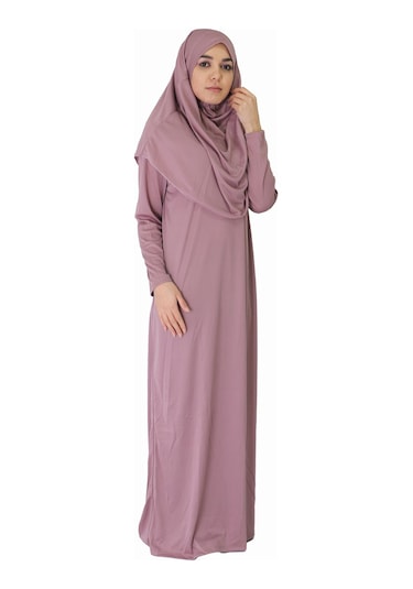 Yeni Gül Kurusu Fermuarsız Namaz Elbisesi Gülkurusu