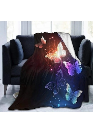 Kelebek 3d Tek Kişilik Polar 150 Cm 220 Cm. Tv Battaniyesi