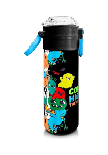 Coral High Kids Siyah Karikatür Çizgili Desenli Pipetli Ve Direkt İçim Çelik Termos 500 Ml 31990 Siyah - Kırmızı