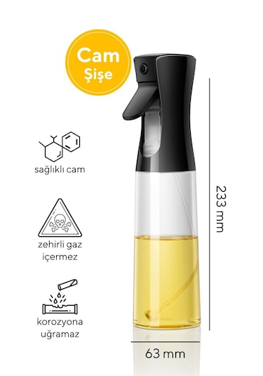 Mis Kitchen Sprey Yağdanlık Püskürtmeli Yağlık - Siyah Renk