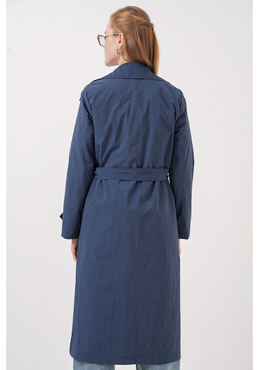 Bigdart 5938 Kruvaze Yaka Trençkot - Lacivert