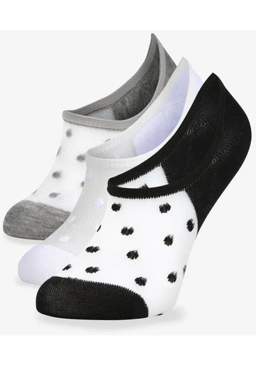 Bolero Bayan Puantiyeli 3'lü Şeffaf Babet Çorap Çok Renkli