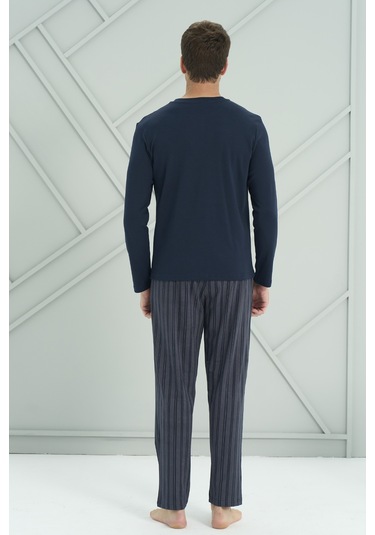 Erkek Interlok Penye Uzun Kol Pijama Takımı 2237 Lacivert02 Lacivert02