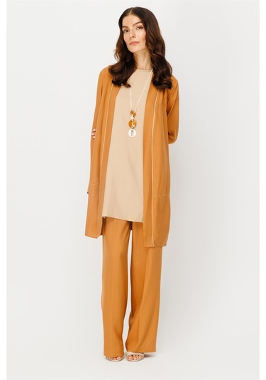 Rahat Kumaş Ceket Pantolon Tunik Koleyeli Takım Tarçın-tarçın Tarçın
