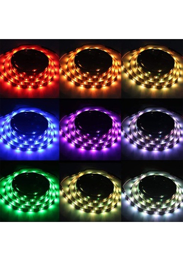 Fosenze Rgb Led Işık Şeridi 3 Metre 60 Led/m 24 Tuşlu Pili Kumanda 5v Tv Arka Plan Dekor Su Geçirmez Değil