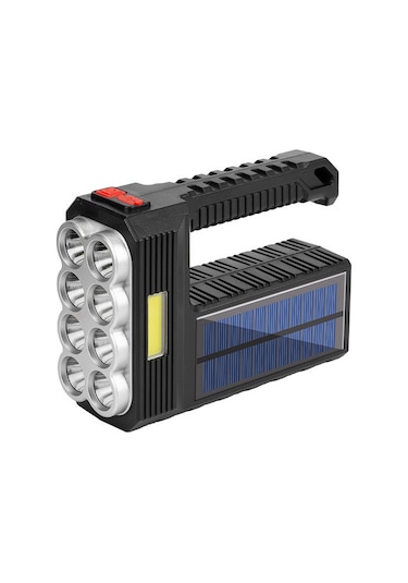 W5117-1 Güneş Enerjili 8-lamba El Feneri Siyah