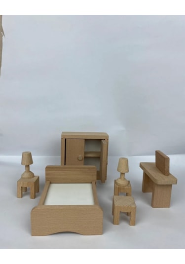 Naturel Ahşap Oyuncak Yatak Odası
