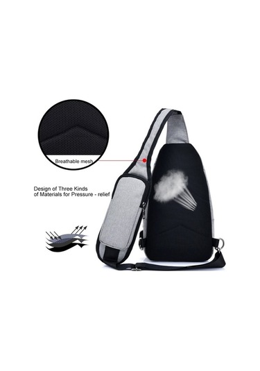 Artfulabode Unisex Usb Şarjlı Göğüs Çantası Koyu Gri