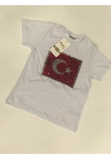 Pretty Çocuk Ay Yıldız Paletli T-shirt Beyaz