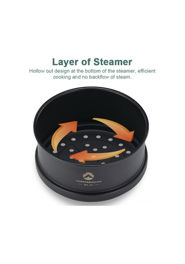 Mufunye Kamping Ve Piknik İçin Ti Kaplı Paslanmaz Çelik Ocak, Sierra Kaserası İle Kullanıma Uygun, Gıda Buharlamak İçin Taşınabilir Buhar Tepsisi - Siyah Bks-362 Siyah