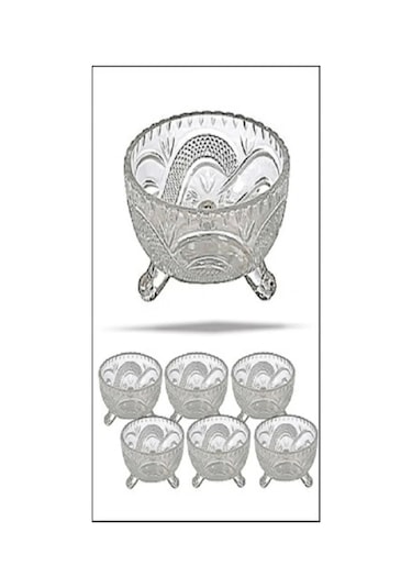 6'lı Kristal Lüx Ayaklı Cam Çerezlik Şekerlik Sunumluk Kase Çok Renkli