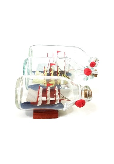 Hediyelik Cam Şişe İçinde Ahşap Gemi Maketi