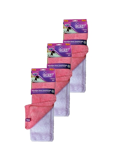Easy Mikrofiber Temizlik Bezi 2' Li Paket Üçlü Set Gri