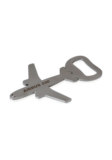 Zekupp Airbus A320 Uçak Modeli Şişe Açacağı, Paslanmaz Çelik Magnetli Uçak Figürlü Gazoz Açacağı, Gümüş Gri Renkte Mutfak Ekipmanı Gri