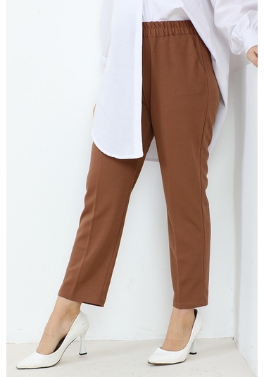 Zülal Beli Lastikli Cepli Pantolon 651 - Taba