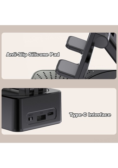 Wezone 3'ü 1 Arada Kablosuz Hoparlörlü Telefon Standı Ve Şarj Cihazı - 5000mah Katlanabilir & Dönebilir