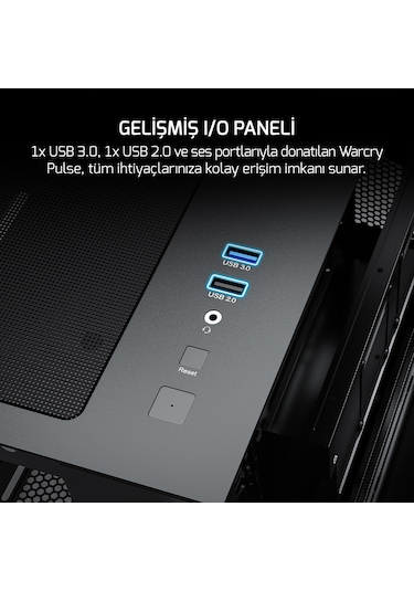 Gamepower Warcry Pulse 4x12 CM ARGB Fan Temperli Cam Atx Gaming Kasa