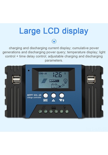 Mufunye 50a Mppt Güneş Şarj Cihazı: 12/24v Otomatik Odak, 4 Usb Çıkışlı, Lcd Ekranlı, Zamanlayıcı Ayarlı Akıllı Regülatör