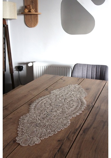 Dantel Kordon Örme Detay Masa Runner Fiskos Örtüsü 100x35 Cm 1007-dantel