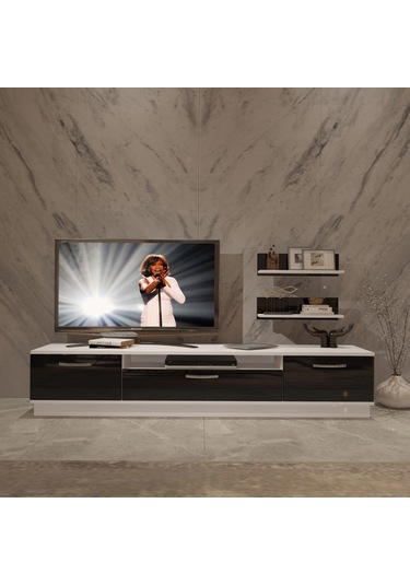Decoraktiv Trio 4 Mdf Tv Ünitesi Tv Sehpası Beyaz - Siyah