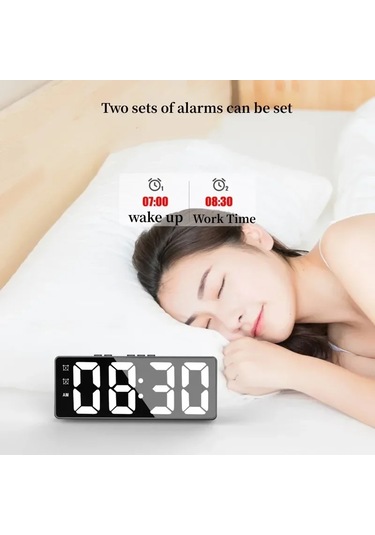 Led Çalar Saat Elektronik Öğrenci Dijital Saat Ses Kontrolü Çift Erteleme Black