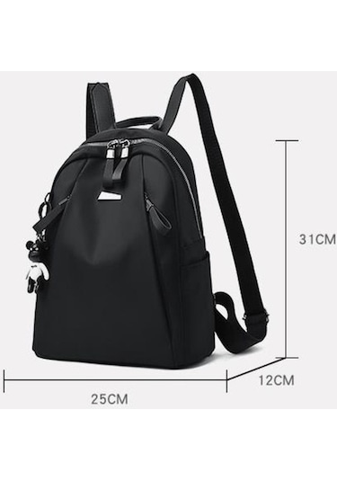 Tongxida Moda Büyük Kapasiteli Kadın Seyahat Öğrenci Su Geçirmez Siyah Sırt Çantası Siyah