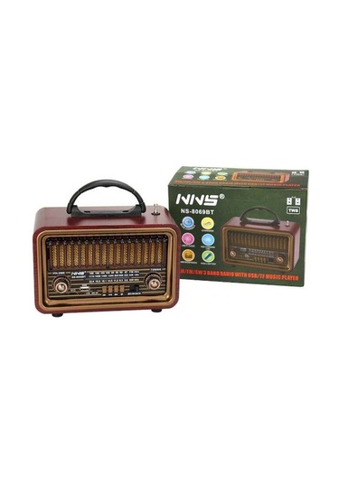 Ns-8069 Retro, Nostaljik, Ahşap Tasarım Bluetooth Hoparlörlü, Şarjlı, Taşınabilir Fm/am Destekli Radyo-448