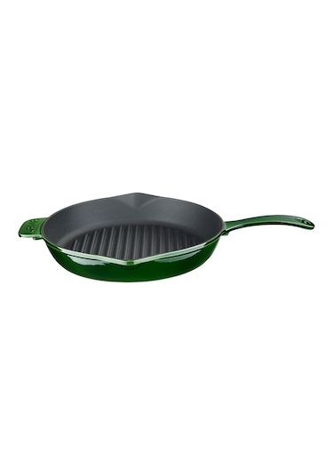 Lava Metal Saplı Döküm Yuvarlak Izgara Tava 28 CM Majolica Yeşil