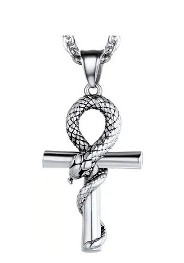 Vikings Paslanmaz Kararmaz Çelik Antik Mısır Ankh Kolye Gümüş