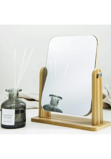 Çift Taraflı Ahşap Ayarlanabilir Masa, Makyaj, El Aynası Büyük