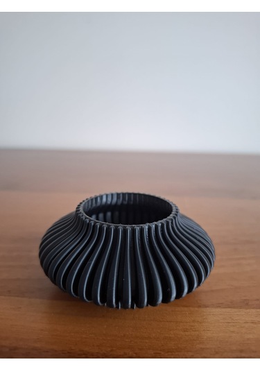 İkili Elmas Çizgili Tealight Mumluk Siyah