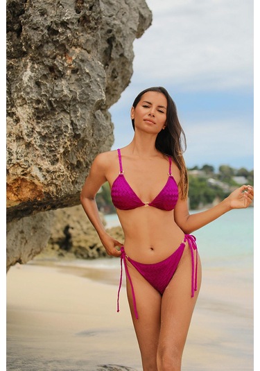 Olympos Mor Dolgusuz Çıkarılabilir Pedli Üçgen Bikini Üst Mor