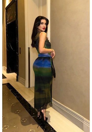 Kadın Multi Desenli Lycra Uzun Kollu Bisiklet Yaka Takım Çok Renkli