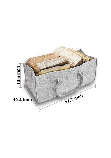 Şömine Odun Saklama Çantası, Keçe Malzeme, Gri Gri