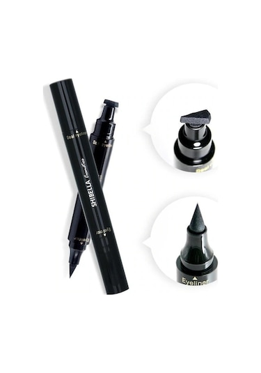 Shibella Siyah Çift Uçlu 24 Saat Dayanıklı Kalın Damgalı Eyeliner Kutulu
