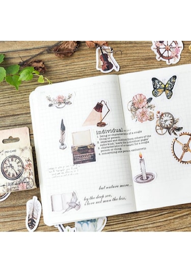 Jms 46 Adet Vintage Gotik Dekorasyon Kağıt Çıkartmalar Kawaii Etiket Engo Diğer