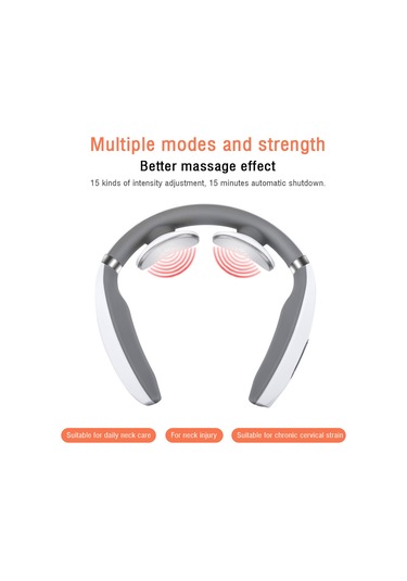 Geeksen Kırmızı Şarjlı Boyun Masaj Cihazı - 6 Mod, 15 Seviye, Isıtma Fonksiyonu, 400mah Pil - Ofis Çalışanları İçin Stres Ve Kas Gerginliği Giderici Çok Renkli
