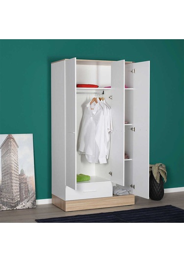 adoremobilya Base Genç Odası 3 Kapılı Tek Çekmeceli Gardırop-Italyan Meşe / Be