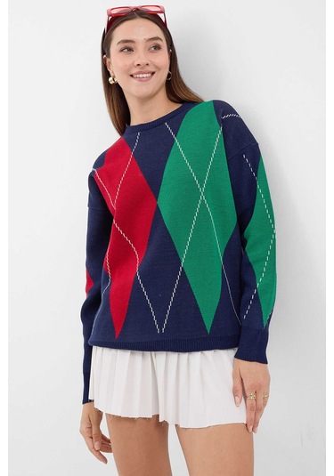 Gabria Baklava Desen Kazak Lacivert