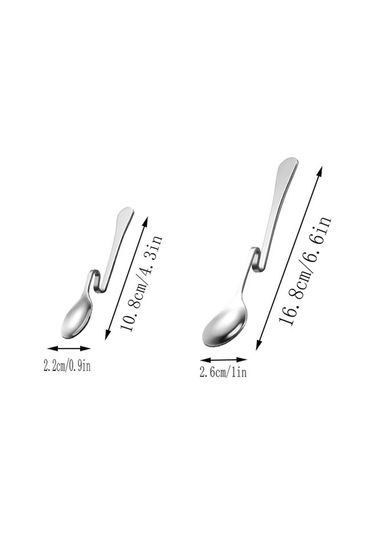 Fastbuy 6 Adet Yaratıcı Paslanmaz Çelik Kahve Karıştırma Kaşığı Bükülmüş Asılı Bardak Kaşığı Restoran Otel Kavisli Saplı Bükü