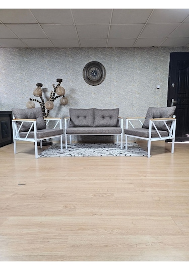 Beyaz Boyalı Bahçe - Balkon - Mutfak Çay Seti Takımı Bahçe Koltuk 001