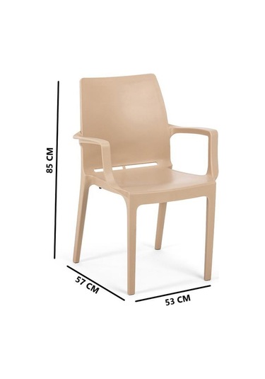 Omnipazar Sy-2502 Plastik Eve Bahçe Koltuk Sandalye 4'lü Set Bej Bej