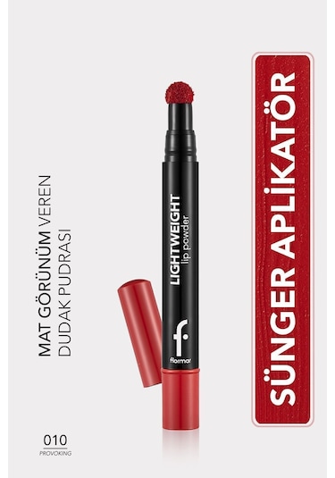 Flormar Hafif Yapılı Mat Dudak Pudrası (KIRMIZI) - Lightweight Lip Powder - 010 Provoking - 8682536007528