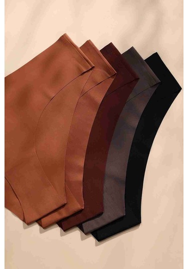 Merry See 5'li Set İz Yapmaz Likralı Dikişsiz Lazer Kesim Bikini Slip Külot Çok Renkli 001