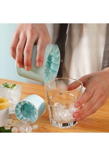 Fastbuy Mavi Ev Tipi 60 Küplük Buz Kabı, Hızlı Donduran Buz Kalıbı, Sıkılabilir Buz Kovası Mavi