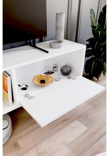 Buka Tv Sehpası, Tv Standı, Televizyon Ünitesi Beyaz