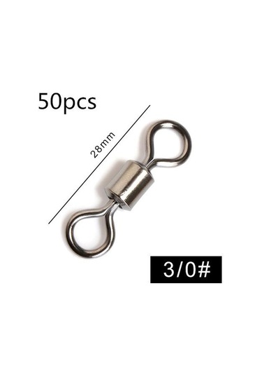 50 Adet/grup Döner Bilyalı Rulman Balıkçılık Döner Katı Döner Güvenlik Yapış Halka Döner Sazan Balıkçılık Aksesuarları 3/0 -50pcs