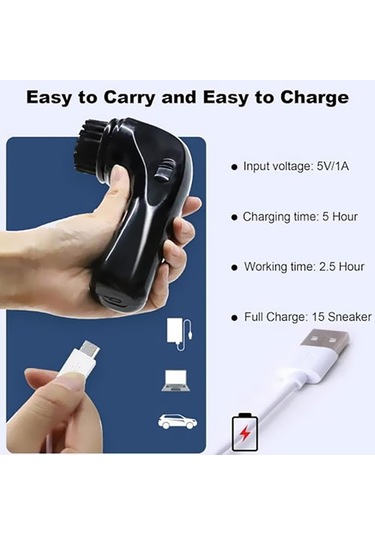 Homyl Elektrikli Ayakkabı Cilalama Fırçası Deri Bakım Seti Siyah