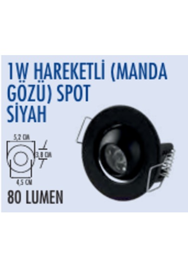 1w Hareketli Manda Gözü Siyah Kasa Spot Mavi